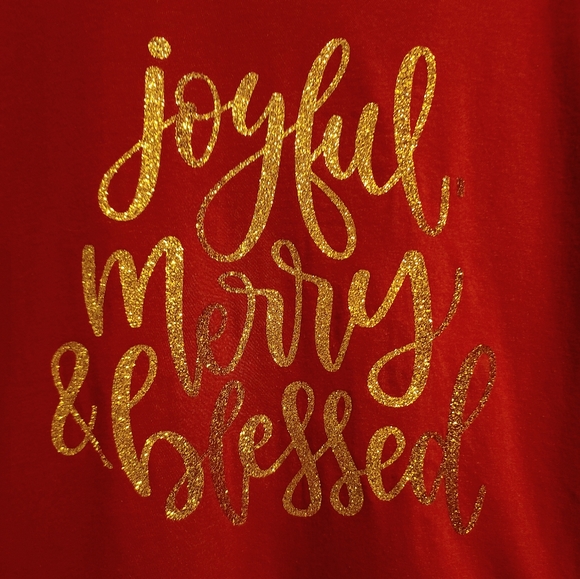 "JOYFUL, MERRY &  BLESSED" graphic T-Shirt -Holiday NWOT - Picture 1 of 4